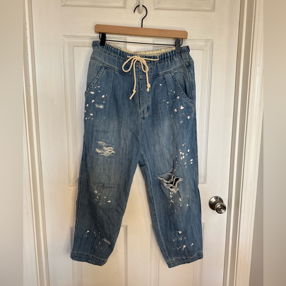 Free People Mixed Up Utility Jeans
